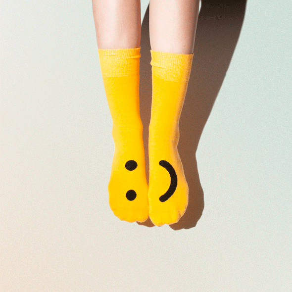 interchangeable smile happy or sad cotton socks
