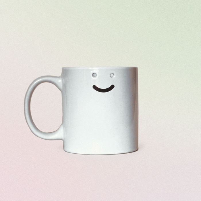 mug crying coffee from eye holes